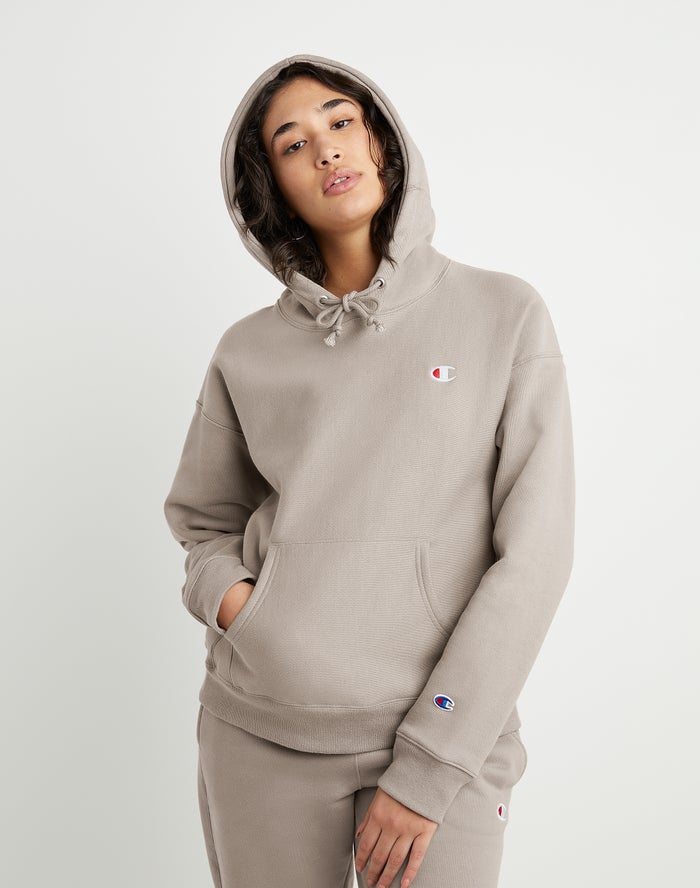 Champion Reverse Weave C Logo Kadın Kapşonlu Sweatshirt Koyu Haki ( SRGIQP536 )